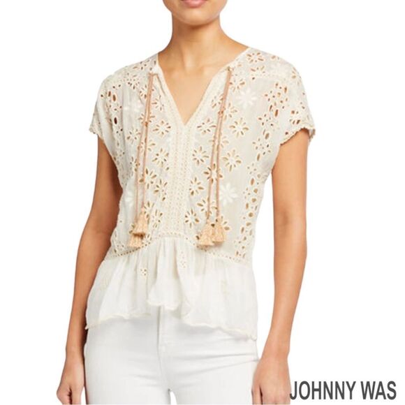Johnny Was **NWT** Leith Lace Eyelet Top in Natural - Picture 7 of 8